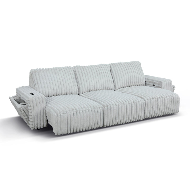 SAVIERO Modern Plush Fabric Sofa Bed with Storage & USB