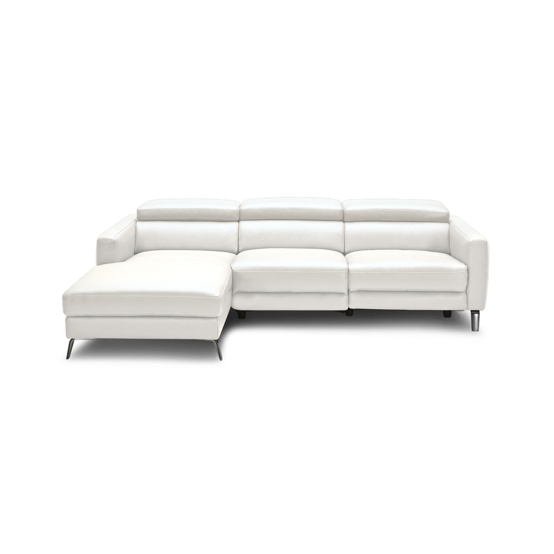MARIO Leather Adjustable Sectional Snowy Left