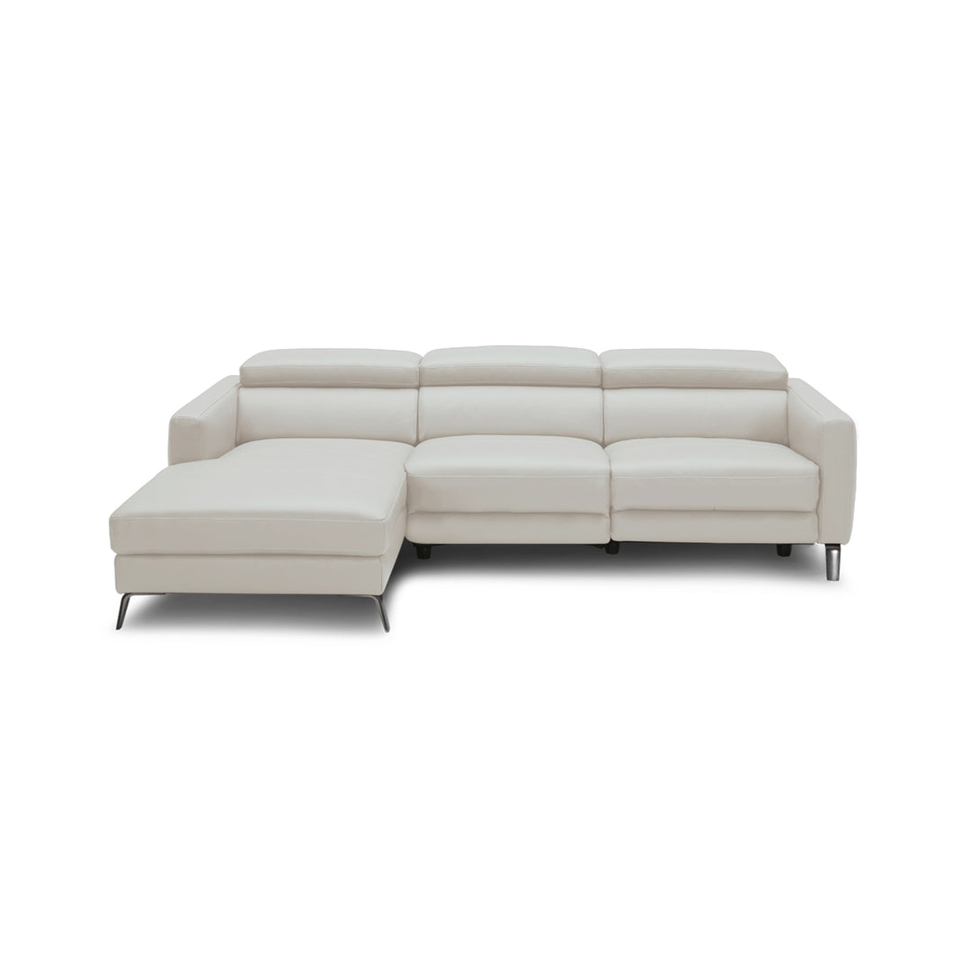 MARIO Leather Adjustable Sectional Light Grey Left