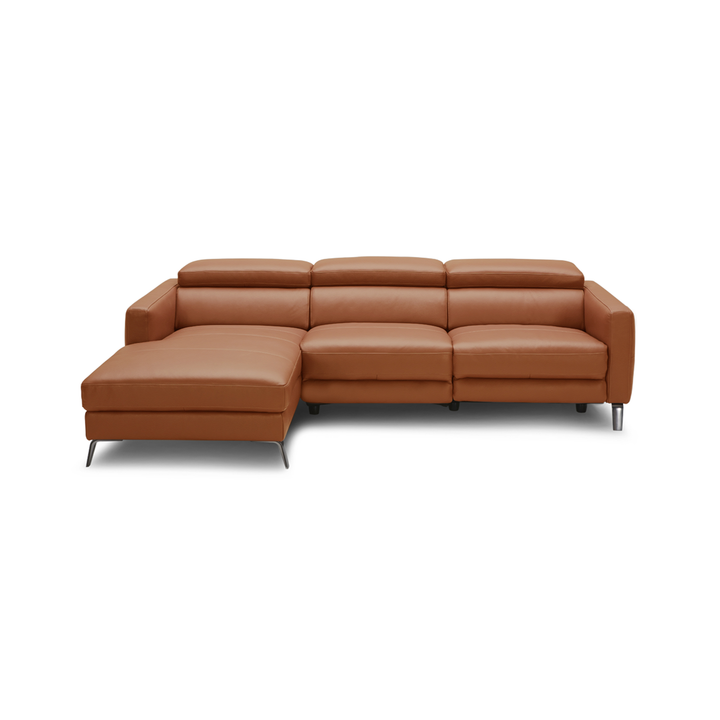 MARIO Leather Adjustable Sectional Brown Left
