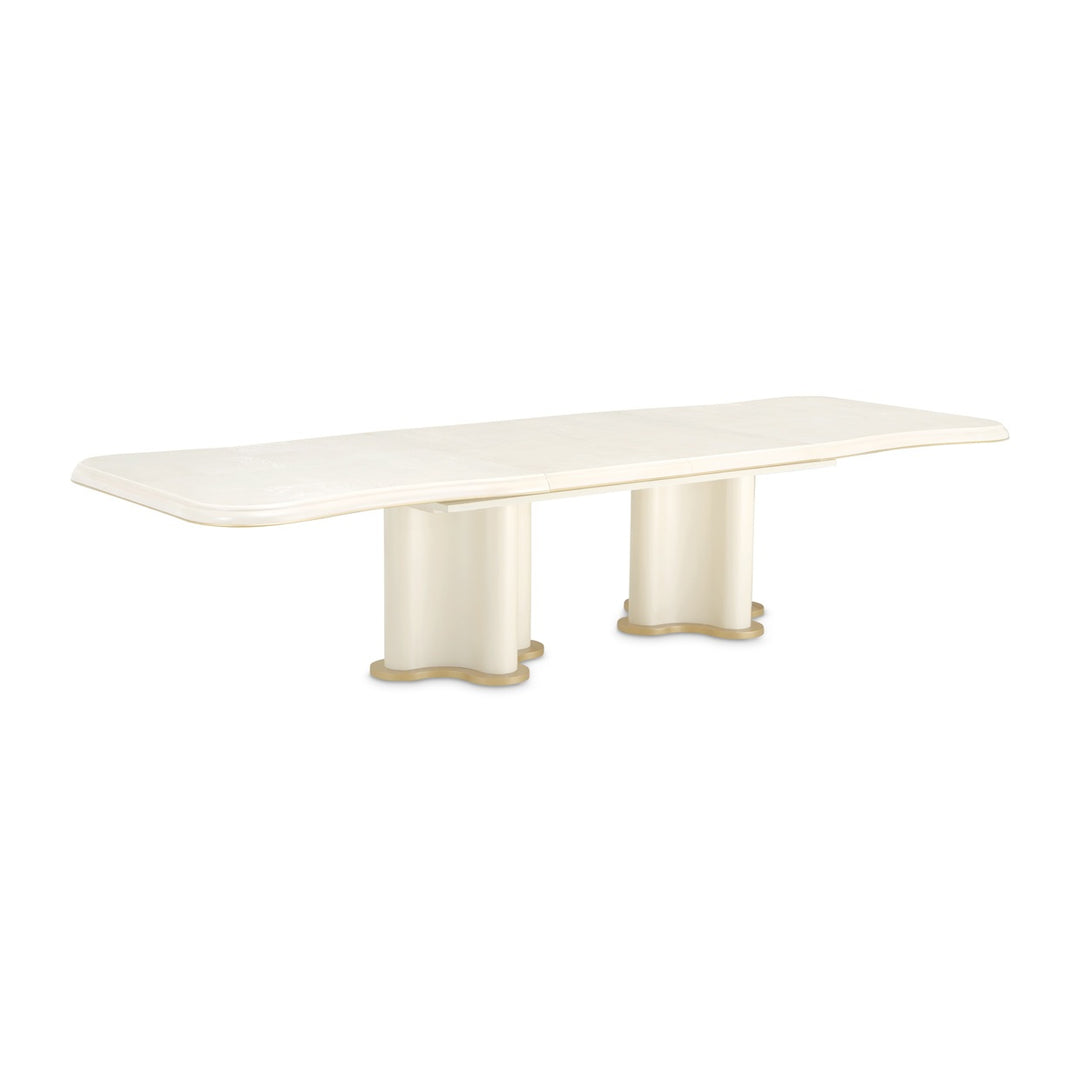 LA TERRAZZA Creamy Pearl Double Pedestal Dining Table - Michael Amini