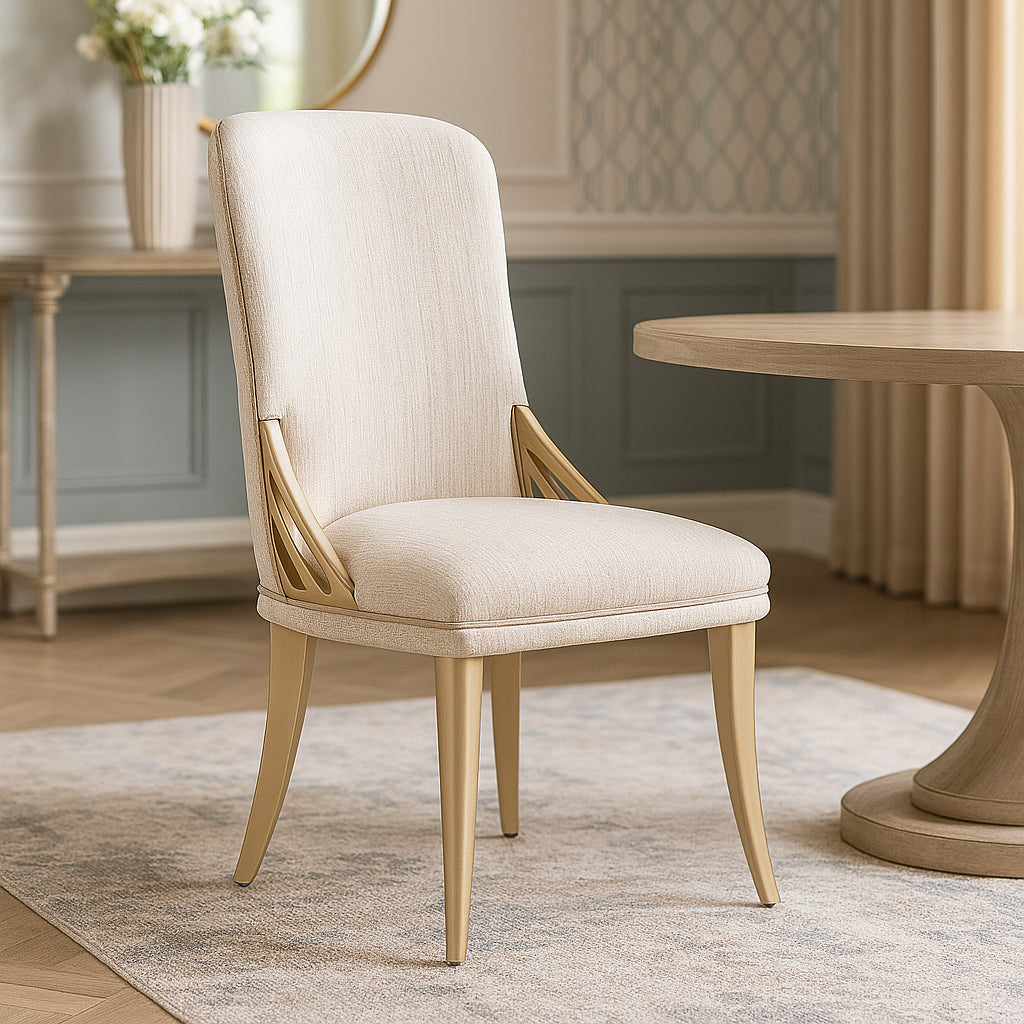 LA TERRAZZA Sculptural Gold Accent Dining Chair - Michael Amini