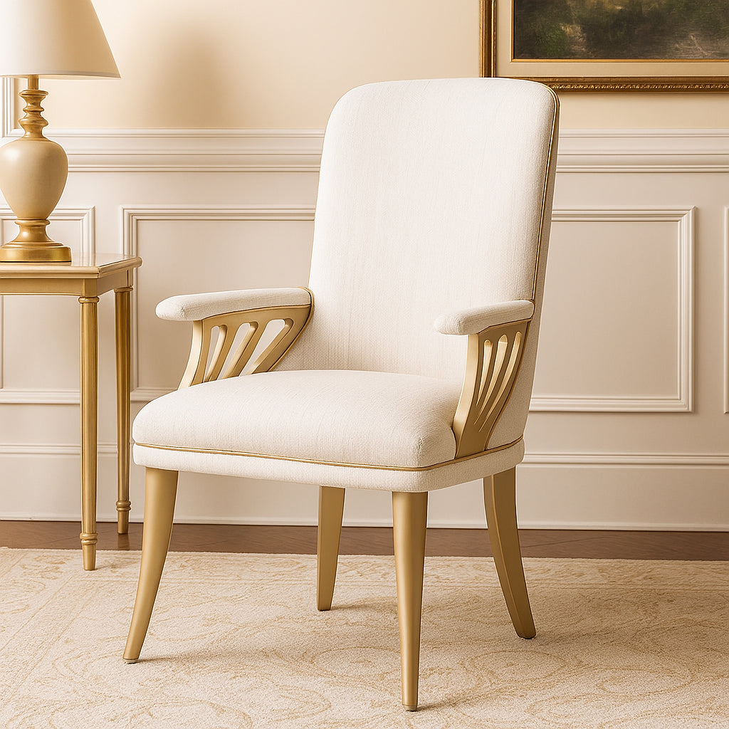 LA TERRAZZA Gold Accent Arm Dining Chair - Michael Amini