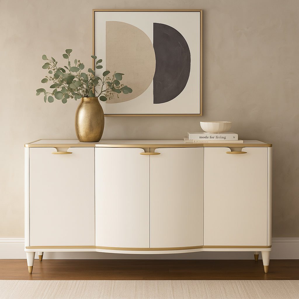 LA TERRAZZA Gold-Trimmed Cream Sideboard - Michael Amini