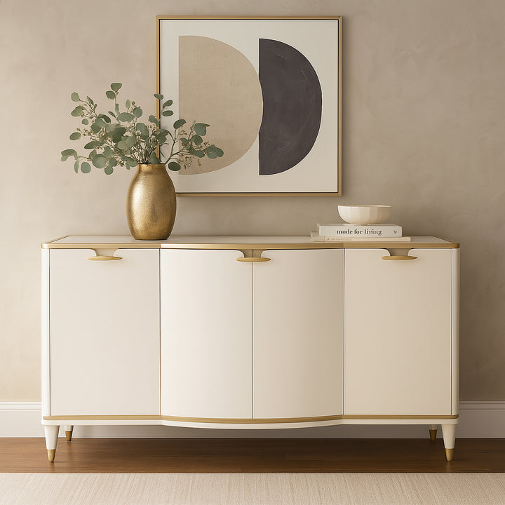 LA TERRAZZA Gold-Trimmed Cream Sideboard - Michael Amini