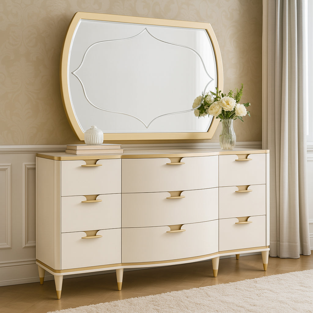 LA TERRAZZA Wide Curved Dresser Mirror - Michael Amini