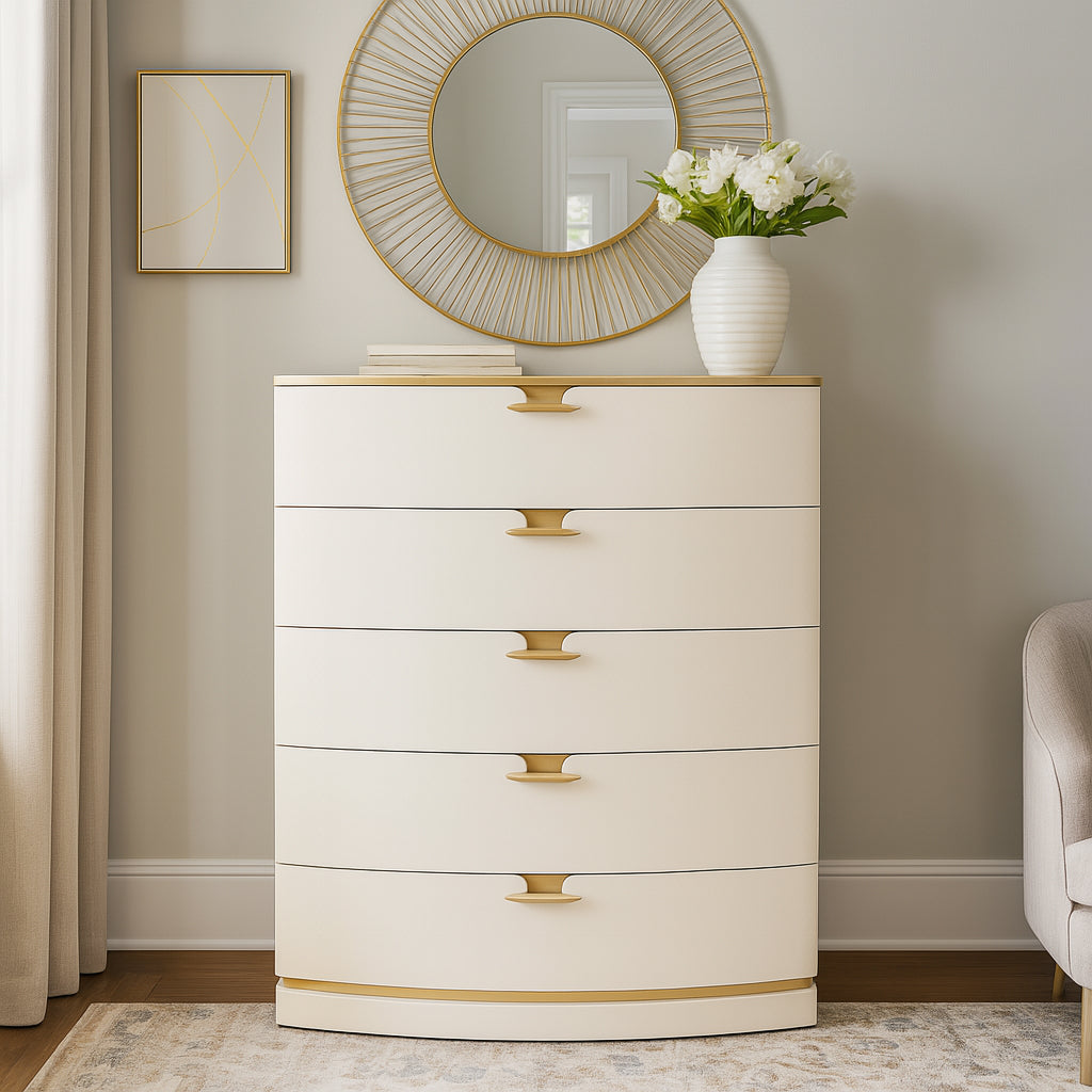 LA TERRAZZA Creamy Pearl Gold 5-Drawer Chest - Michael Amini