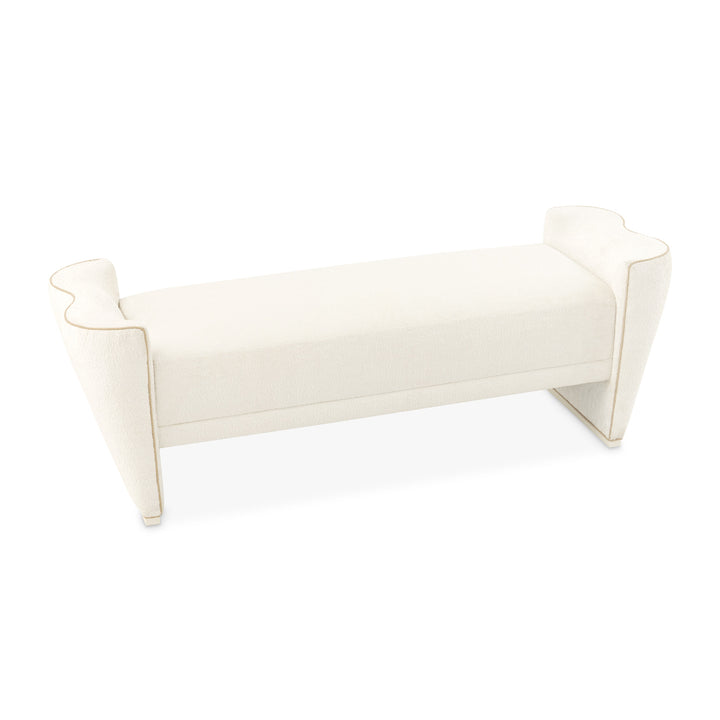 LA TERRAZZA Sculpted Bouclé Bedroom Bench - Michael Amini