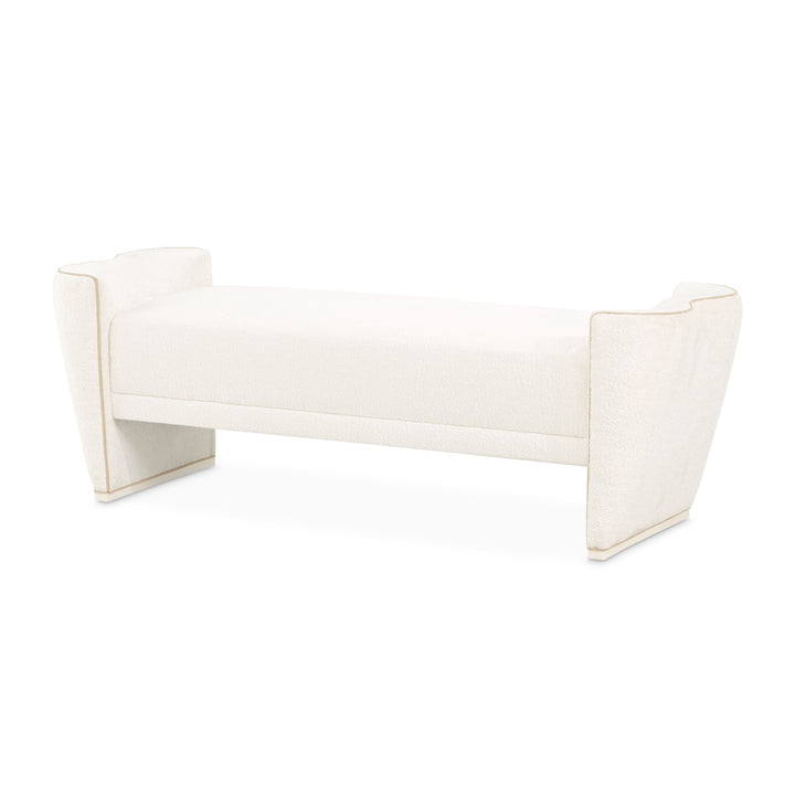 LA TERRAZZA Sculpted Bouclé Bedroom Bench - Michael Amini