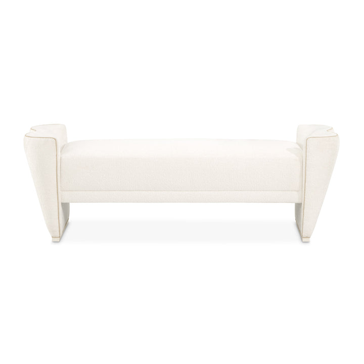 LA TERRAZZA Sculpted Bouclé Bedroom Bench - Michael Amini