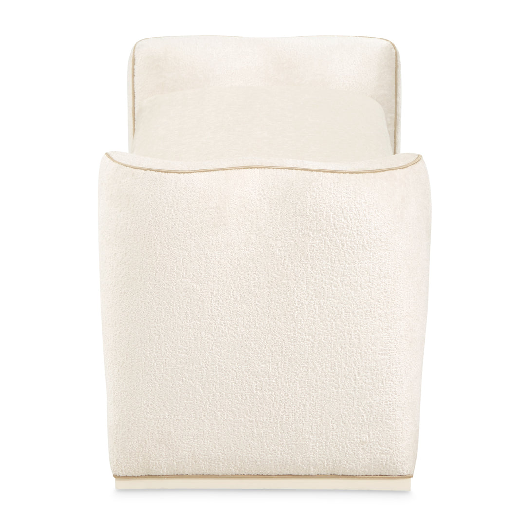 LA TERRAZZA Sculpted Bouclé Bedroom Bench - Michael Amini