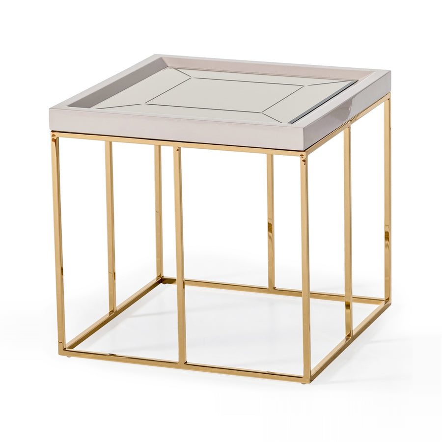 CARMELA Shimmer Ivory End Table - Michael Amini