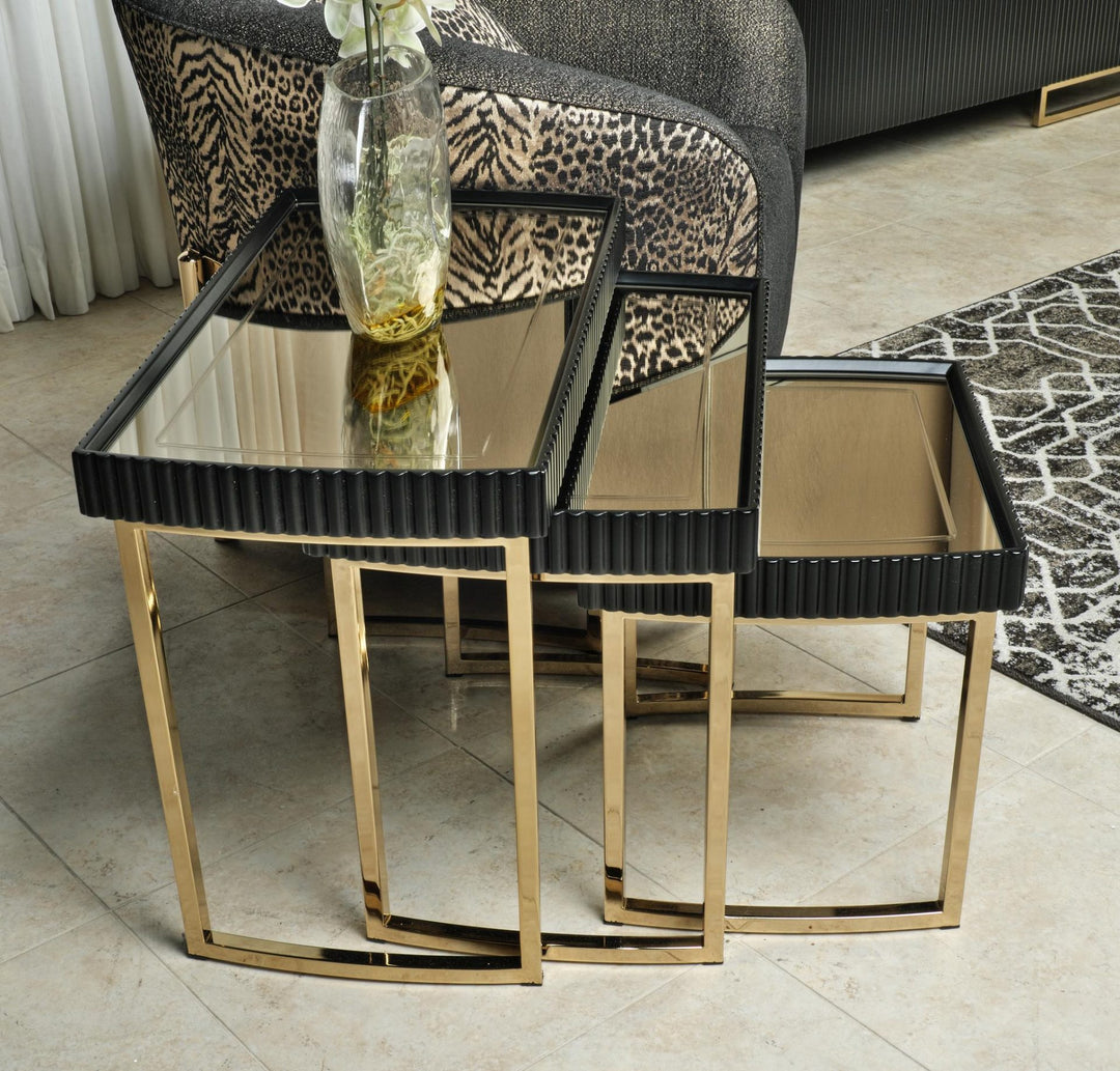 LISBON Black Nesting End Table - Michael Amini