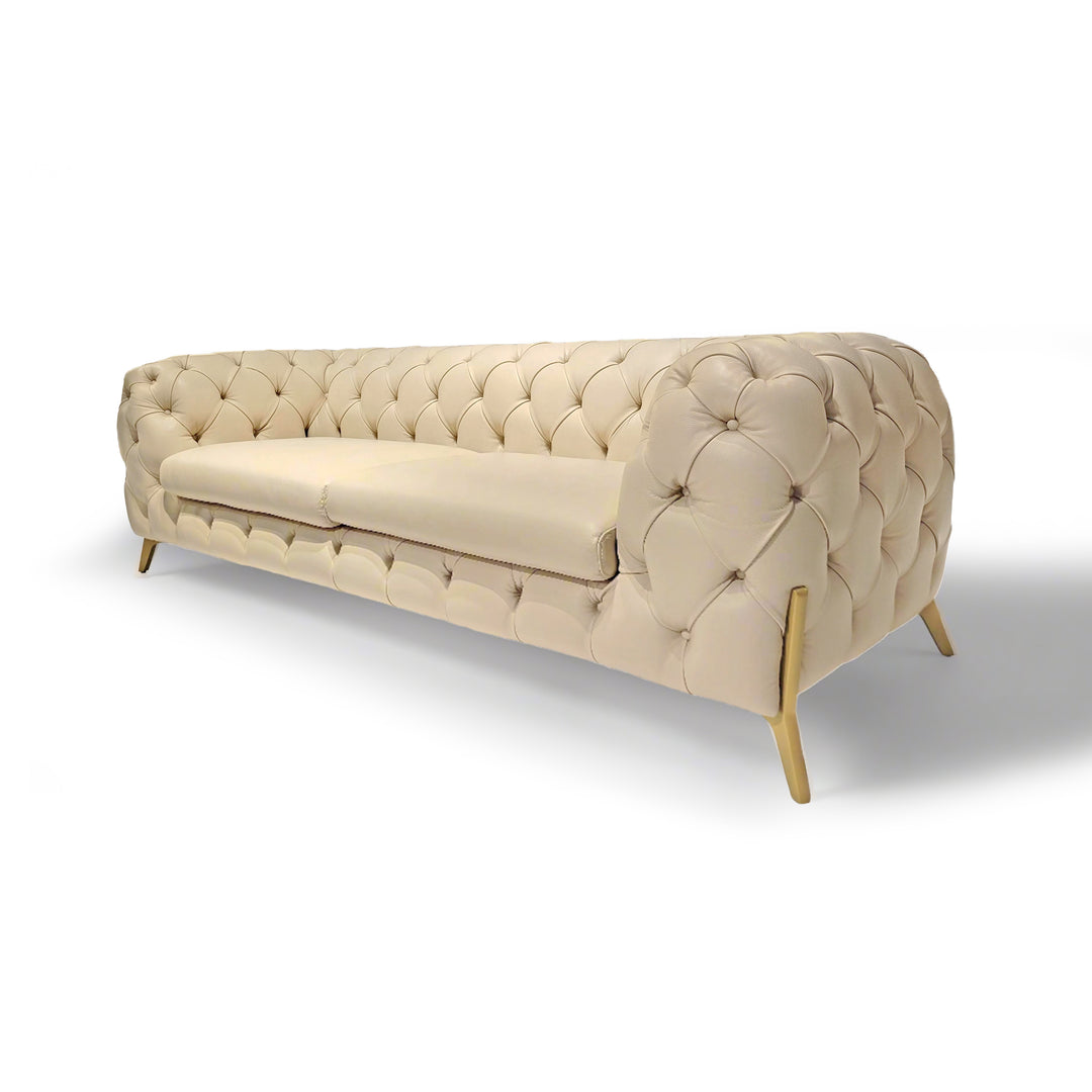 BATAL Tufted Full Leather 3 Seater Sofa - NT Concepts Italia