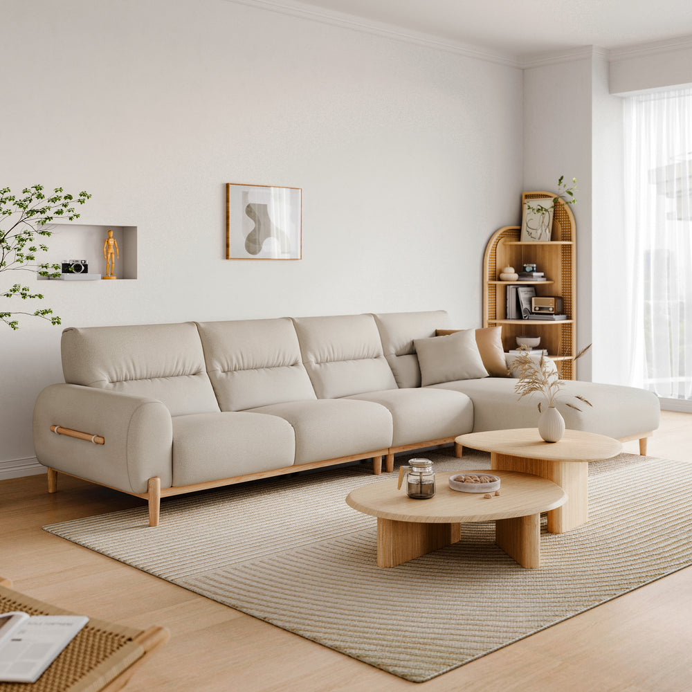 LIEZEL White Cream Sectional Sofa