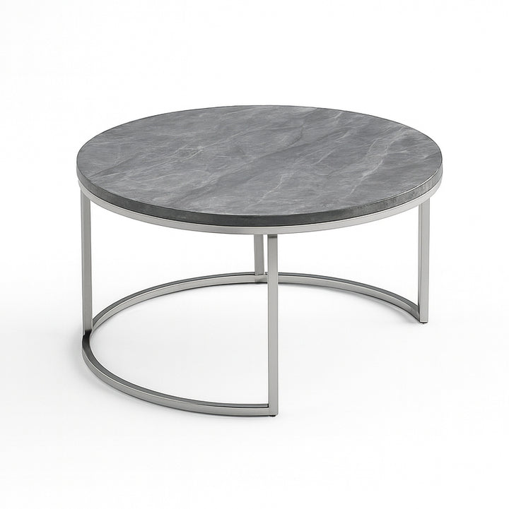 TAVION Grey Marble Nesting Coffee Table Set
