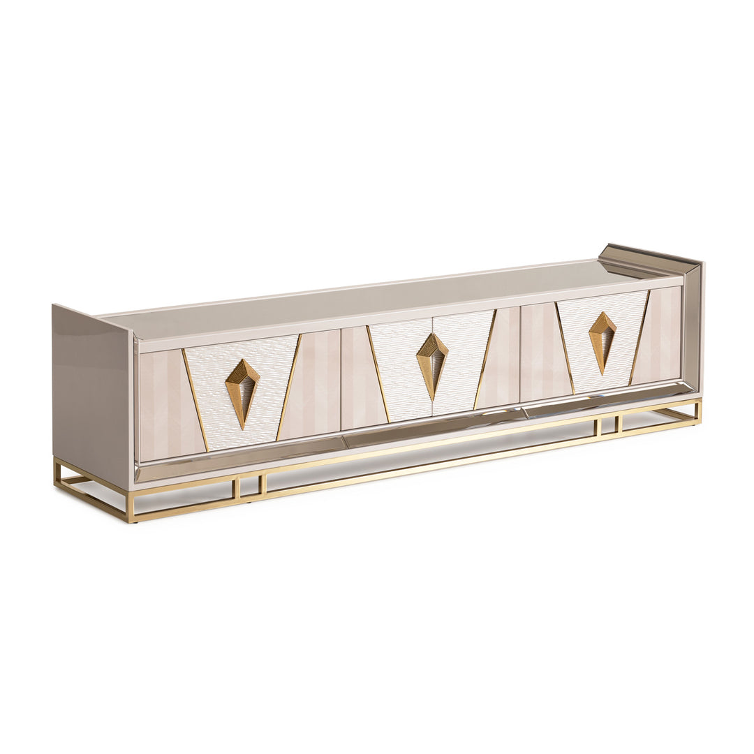 CARMELA Shimmer Ivory TV Stand  - Michael Amini