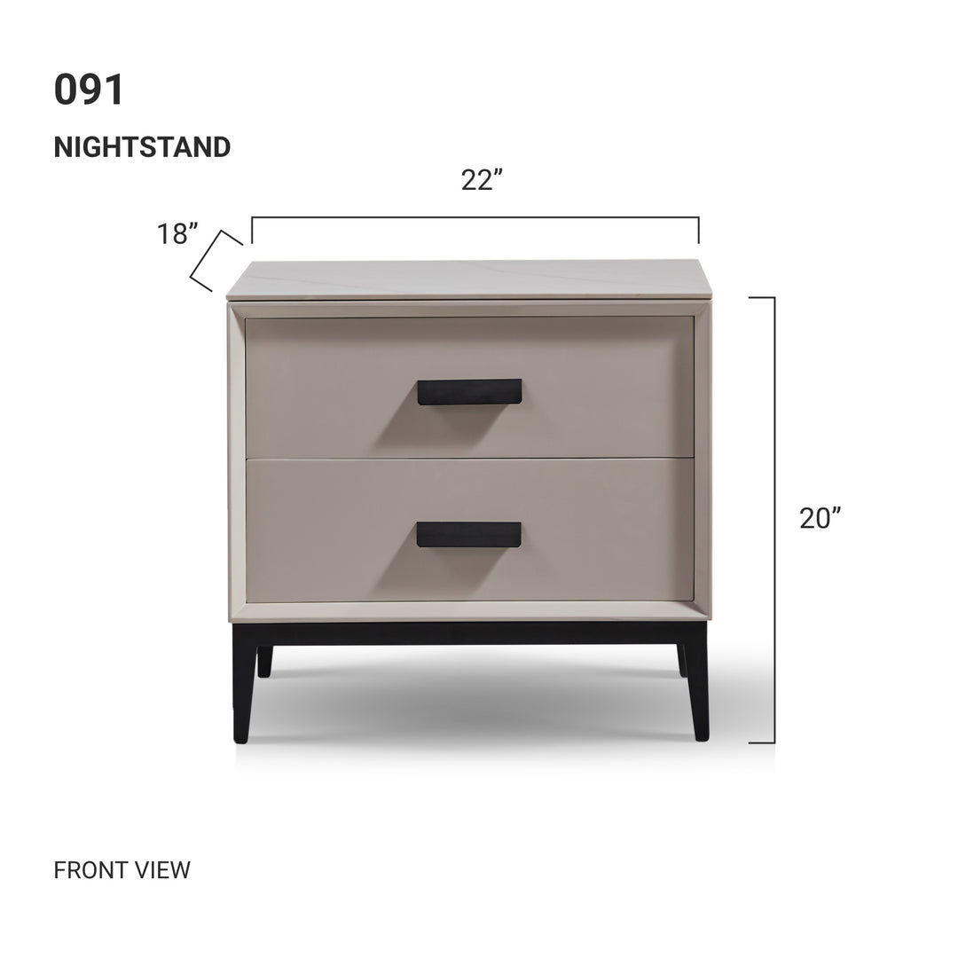LEONA Grey, Two Drawers Nightstand