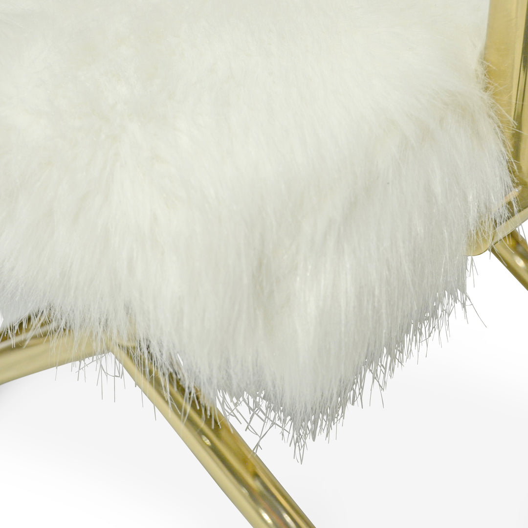 DIXIE White Faux Fur Accent Chair