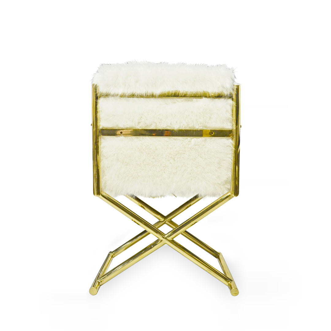 DIXIE White Faux Fur Accent Chair