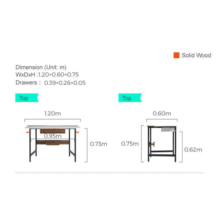 LIAN Walnut Grey, Computer and Office Desk