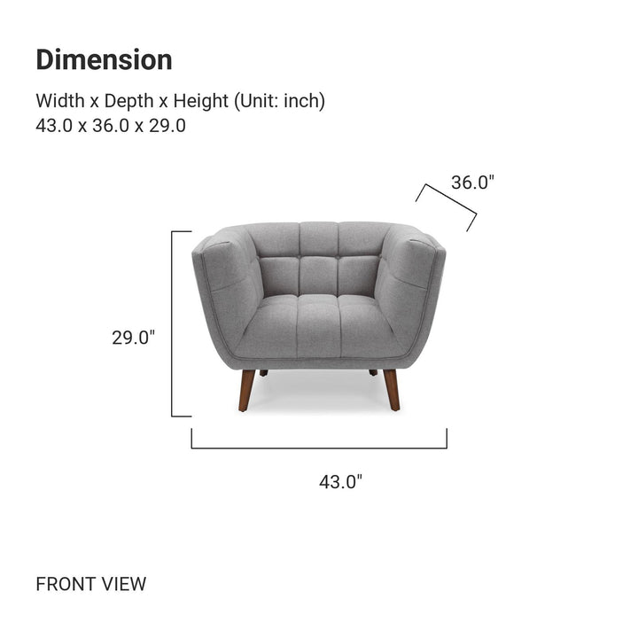 BEATRICE Fabric One Seater Grey Sofa