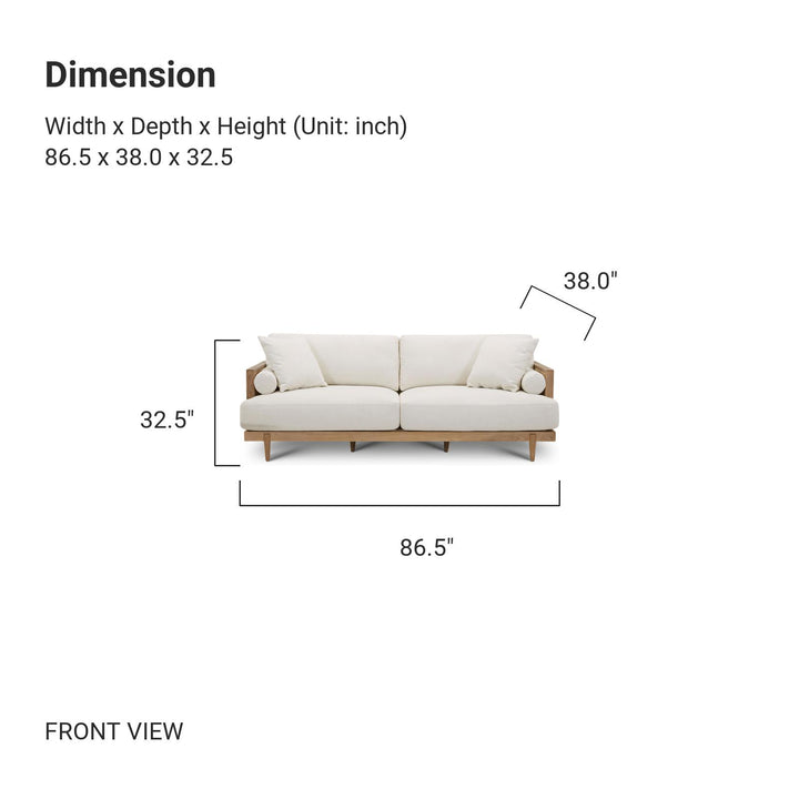ELEANOR White Fabric Rattan Sofa