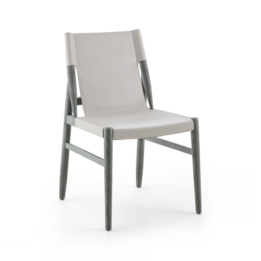 ISLA Saddle leather Dining Chair Grey
