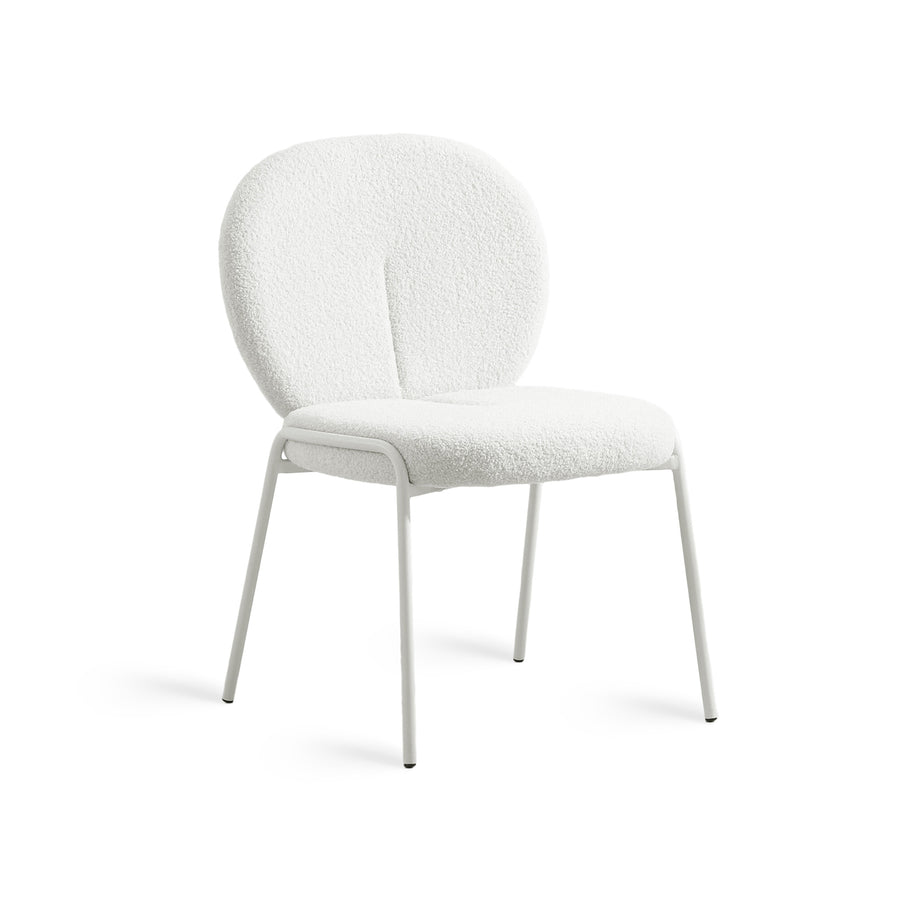 RUBY White Boucle Fabric Dining Chair