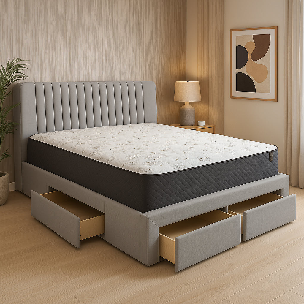 LYRIC Space-Saving Grey Storage Bed