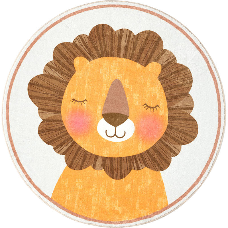 LEO Smiling Lion Round Kids Rug