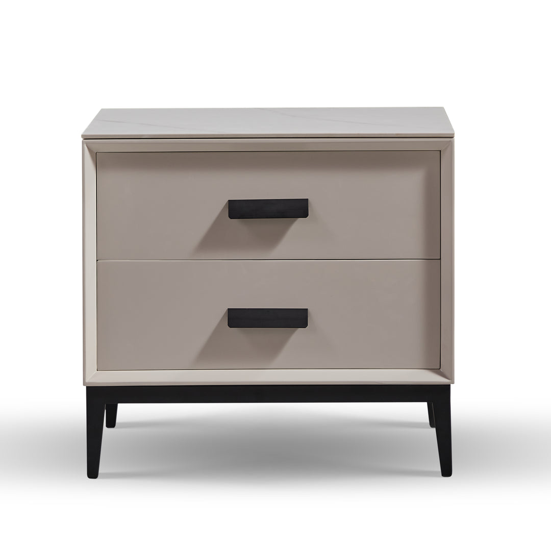 LEONA Grey, Two Drawers Nightstand Light Grey