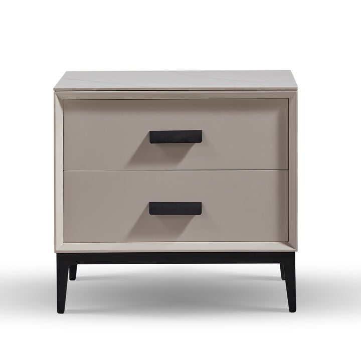 LEONA Grey, Two Drawers Nightstand Light Grey