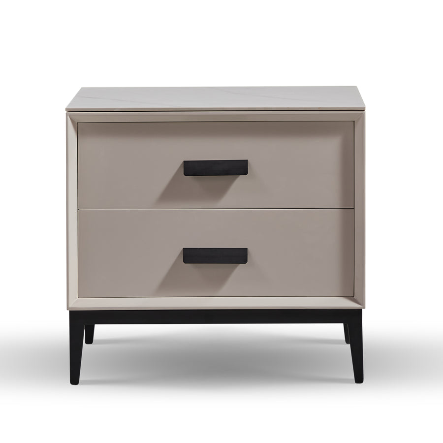 LEONA Grey, Two Drawers Nightstand Light Grey