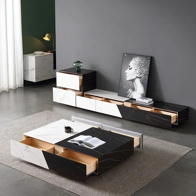 AGIM Black & White Ceramic TV Stand