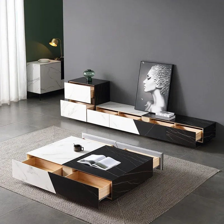 AGIM Black & White Ceramic TV Stand