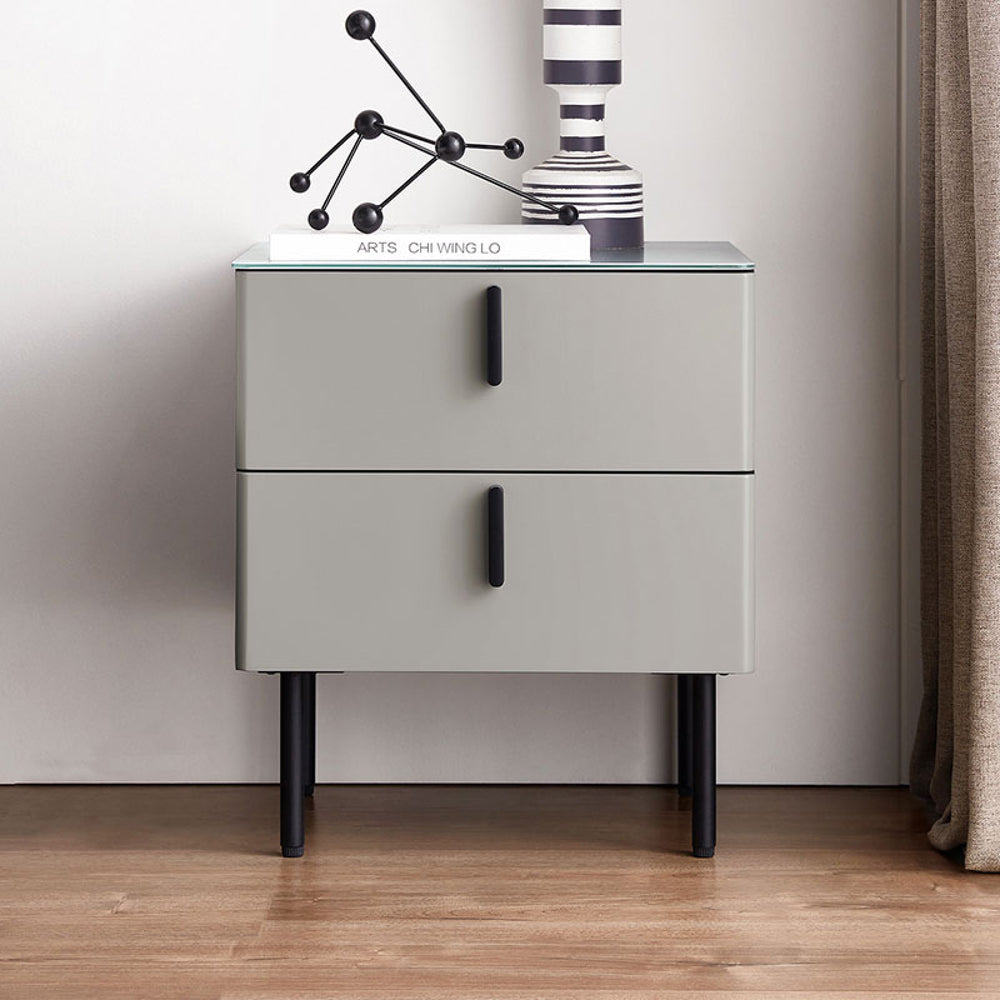 LENNOX Grey, Two Drawer Nightstand