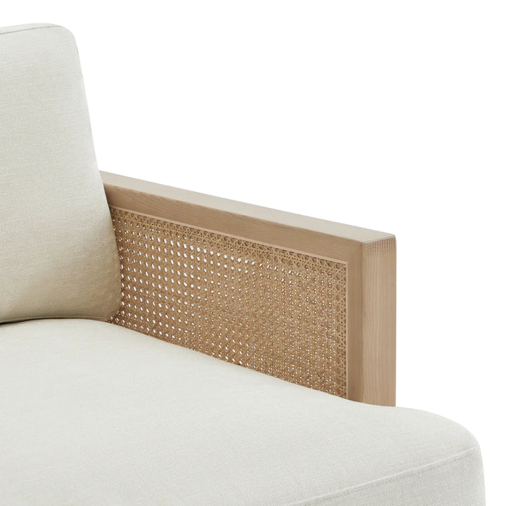 ELEANOR White Fabric Rattan Sectional Sofa