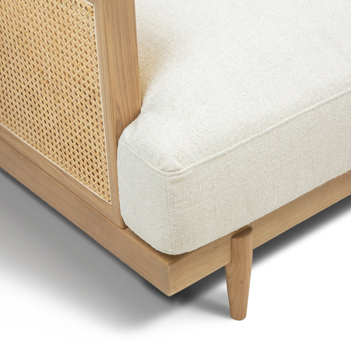 ELEANOR White Fabric Rattan Sectional Sofa
