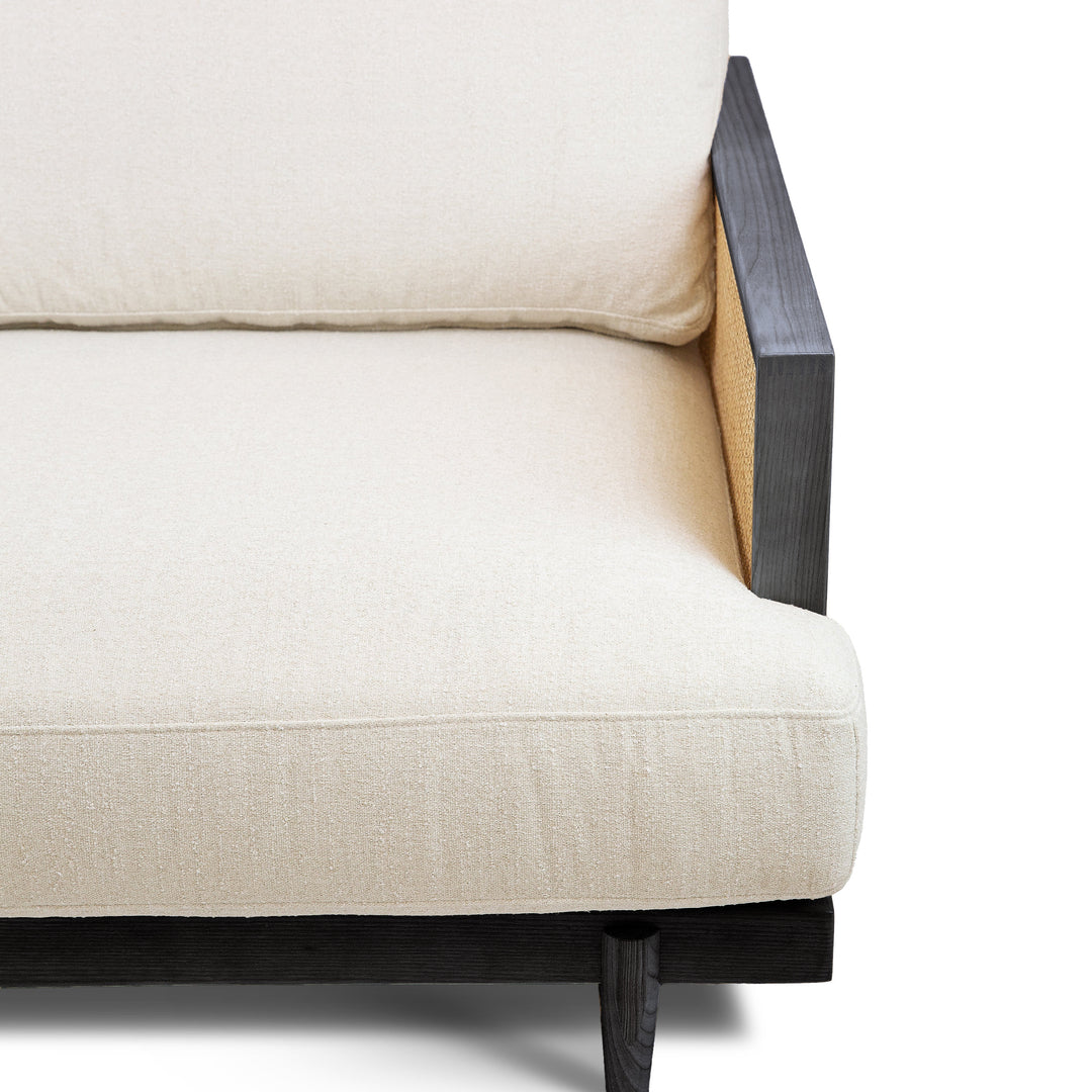 ELEANOR White Fabric Rattan Sofa