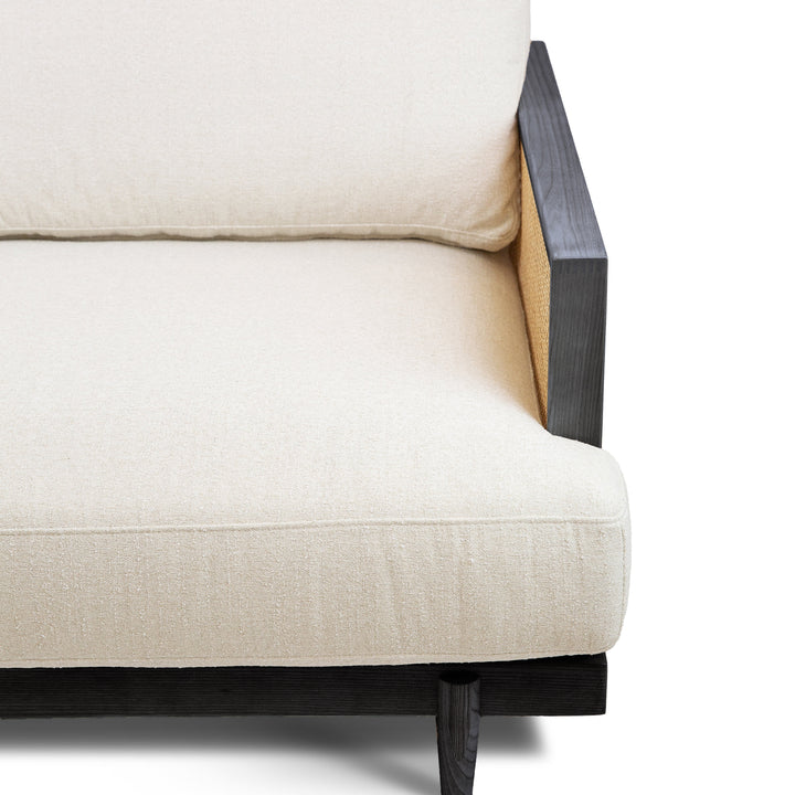 ELEANOR White Fabric Rattan Sofa