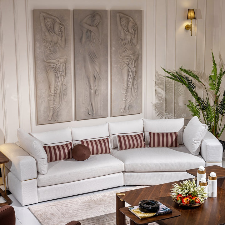 AMORA Oatmeal Eggshell Walnut 2 Pcs Sofa - Michael Amini