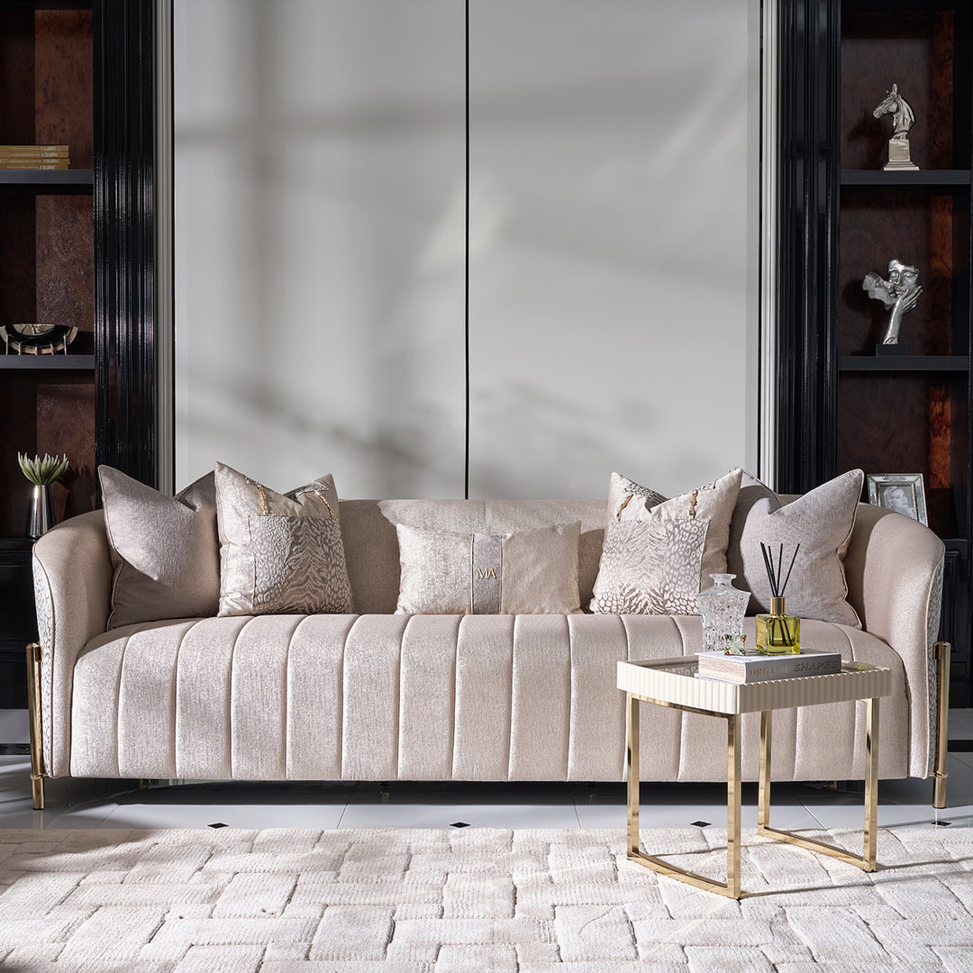 LISBON Opal Gold Fabric Sofa - Michael Amini