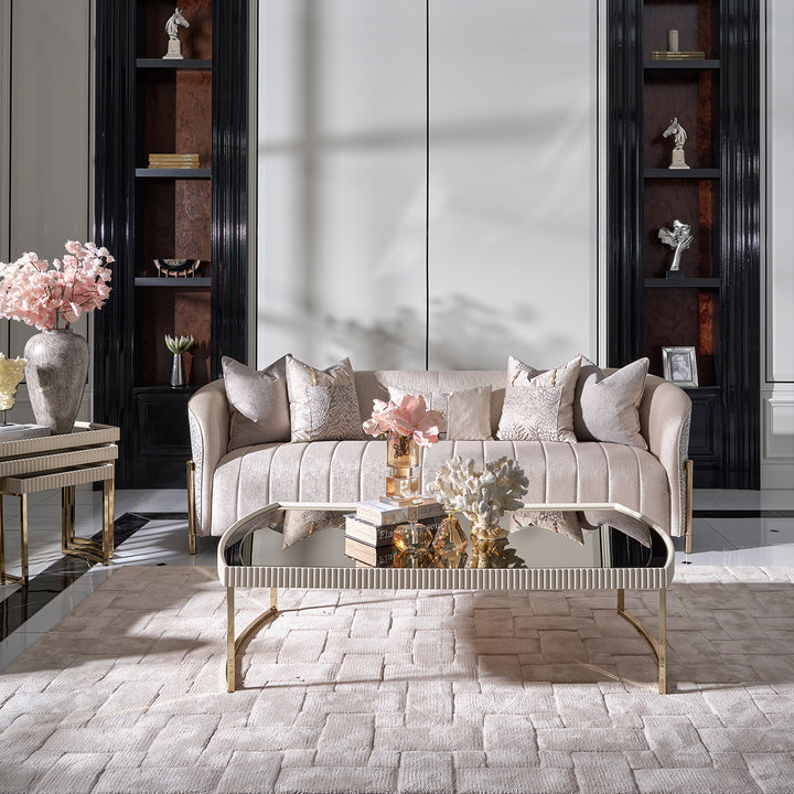 LISBON Opal Gold Fabric Sofa - Michael Amini