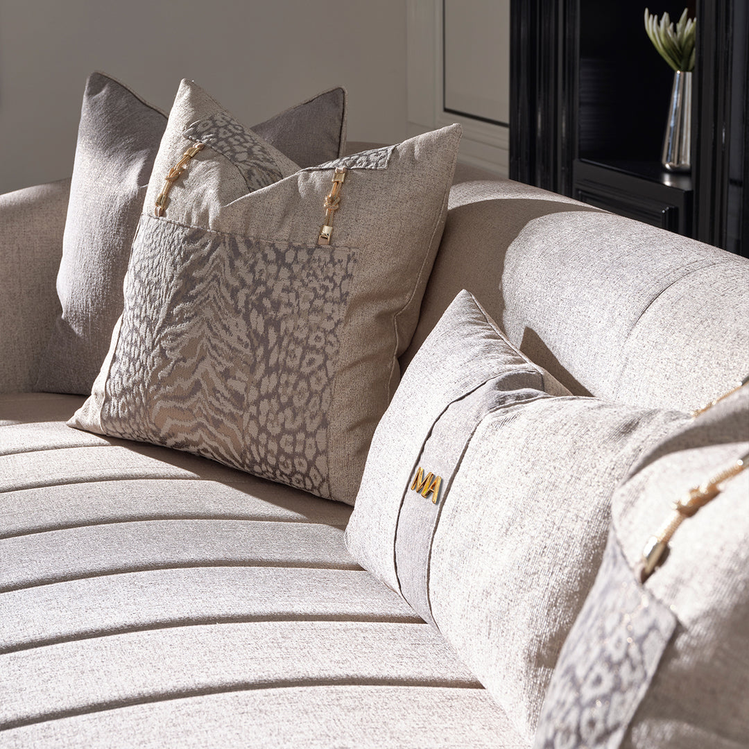 LISBON Opal Gold Fabric Sofa - Michael Amini