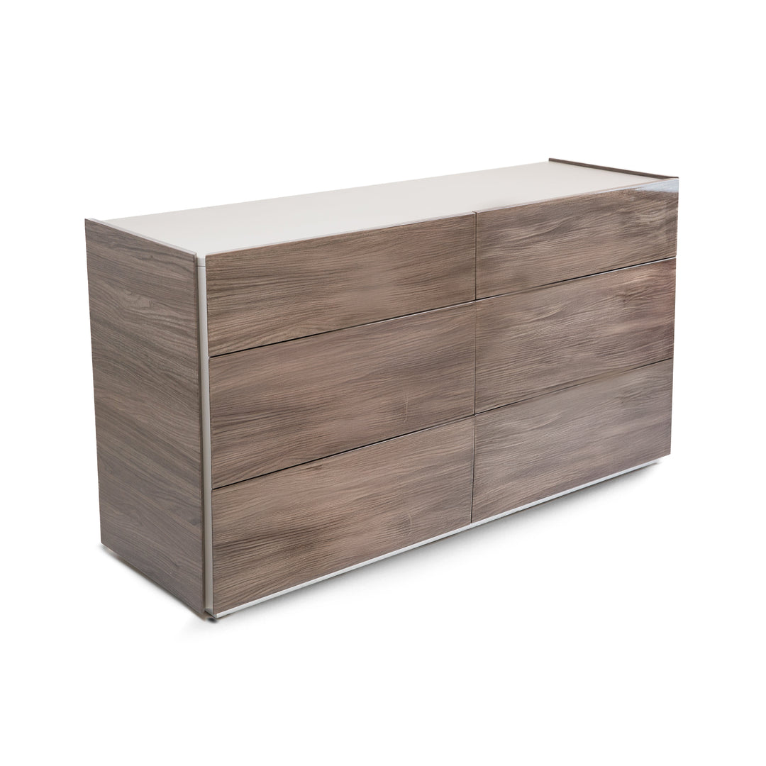 ARLO 6 Drawers Flannel Grey & Chestnut Dresser