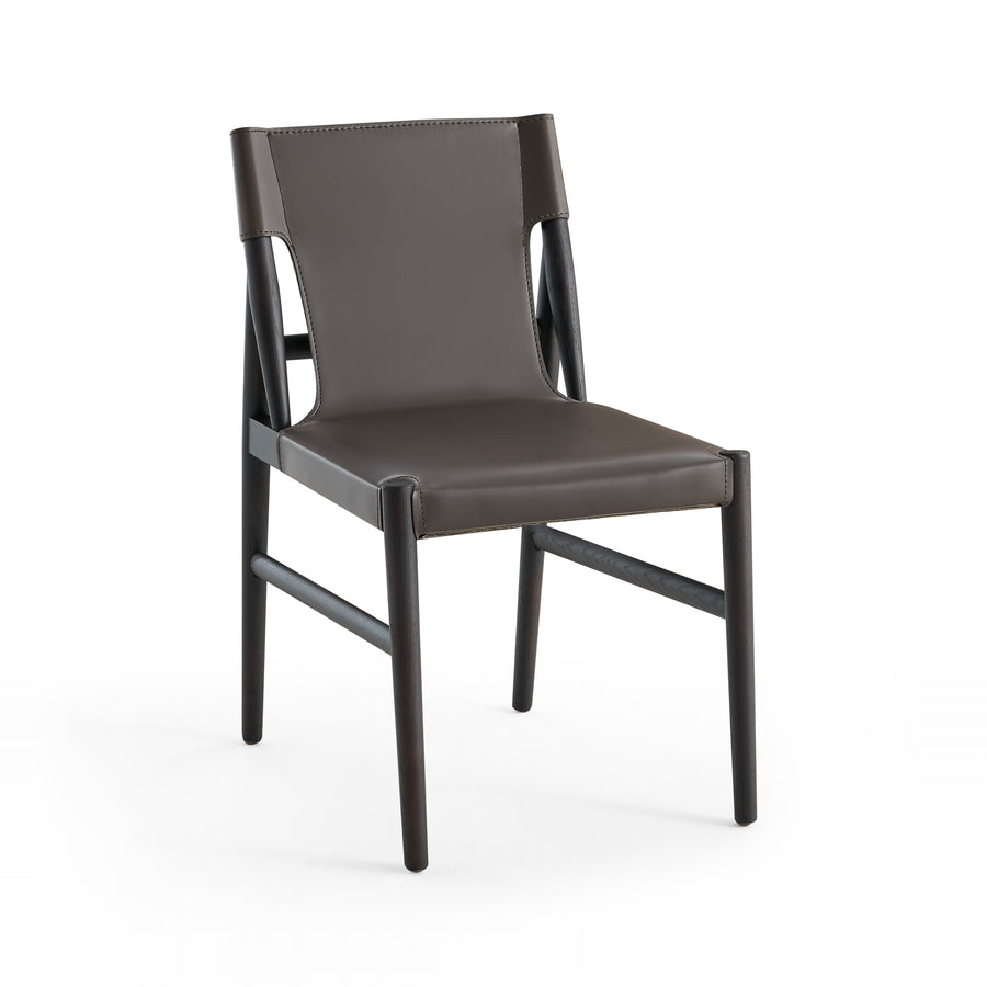 ISLA Saddle leather Dining Chair Dark Grey