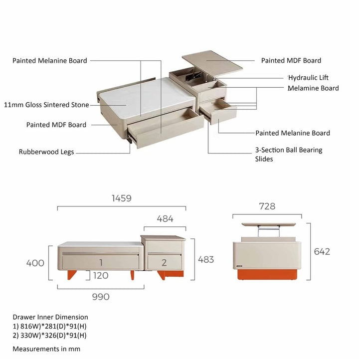 EAMON Smart Lift-Top Coffee Table with Storage