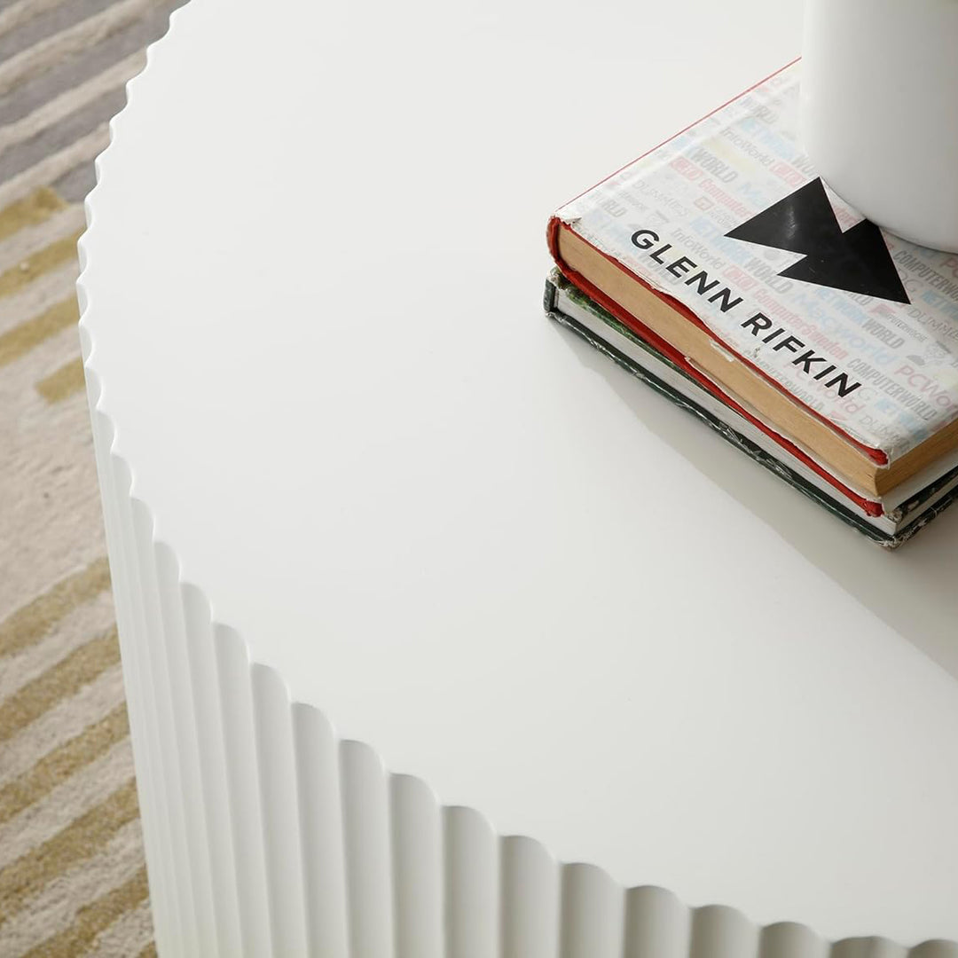 EMMA Modern White Fluted Coffee Table