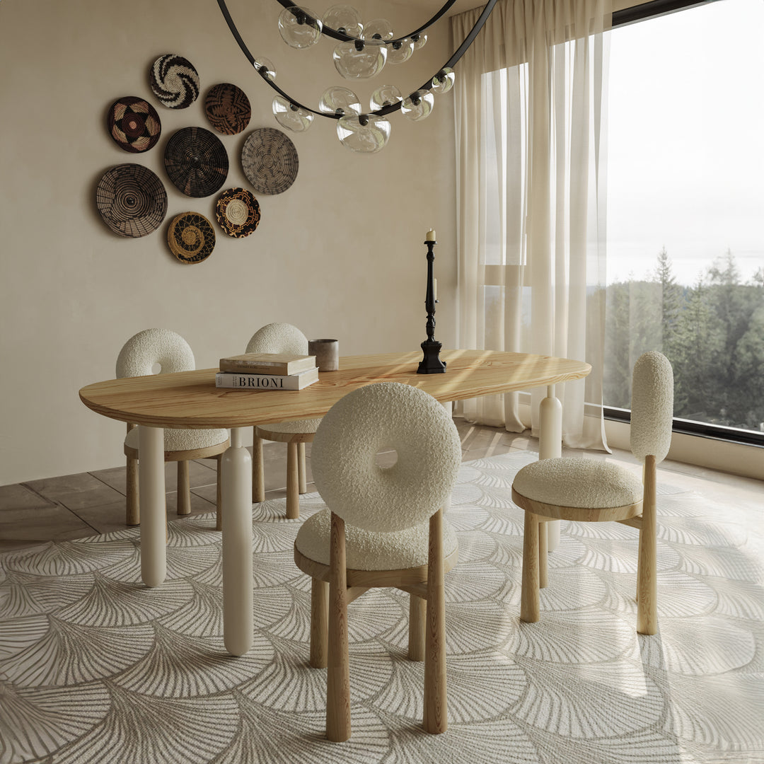 MIA Beige Boucle Fabric Dining Chair